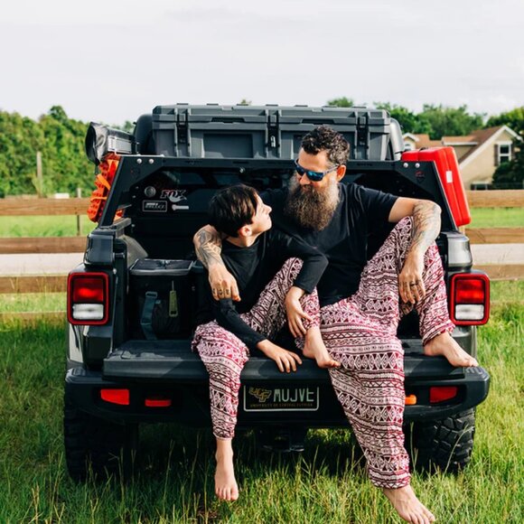 Kids Tribal Harem Pant Cotton Unisex Travel Boho Red Triangle Tribal Pants - Picture 4 of 6